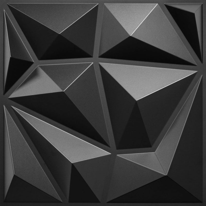LEVOWAY 33 Pack Decorative 3D Wall Panels for Interior Wall Decor,12''x12'' Black Diamond Design Accent Wall Panles for Living Room,TV Wall Background,Bedroom - Image 1
